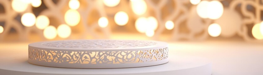 Aufkleber - Ornate White Circular Display Platform With Lights