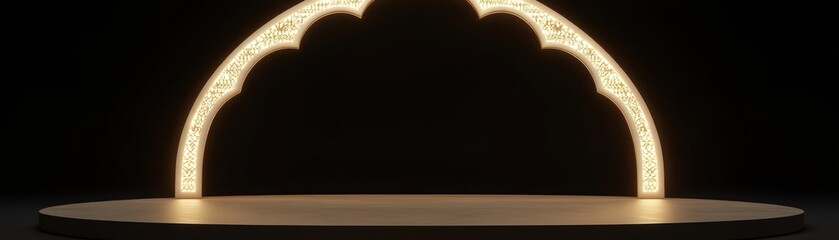 Poster - Gold ornate archway sits on a circular platform stage