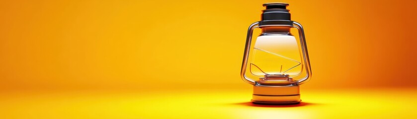 Poster - Illuminated Lantern Against Vibrant Orange Background