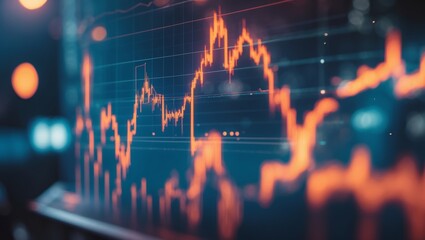 Poster - Financial data analysis displays increasing market trends in a digital format