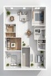 © Teeranan - Modern Two-Bedroom Apartment Floor Plan, Top View