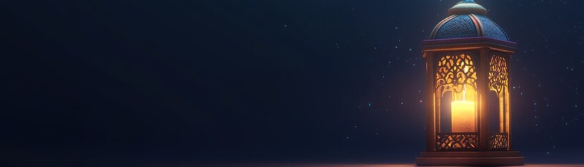 Poster - Illuminated Lantern Glows Brightly Against Night Sky
