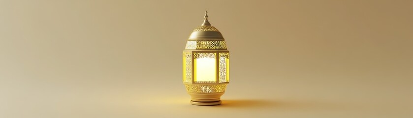 Poster - Illuminated Golden Lantern with Intricate Design