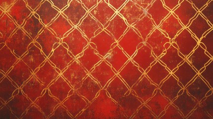 Poster - Red background with gold lattice design overlay