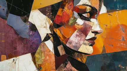 Poster - Abstract portrait of a woman created from colorful geometric shapes