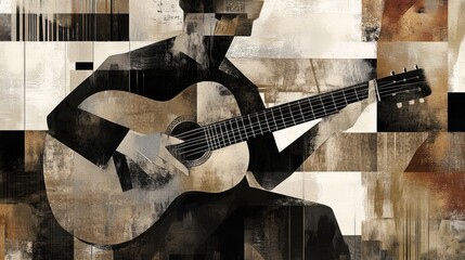 Poster - Abstract depiction of a musician playing a classical guitar