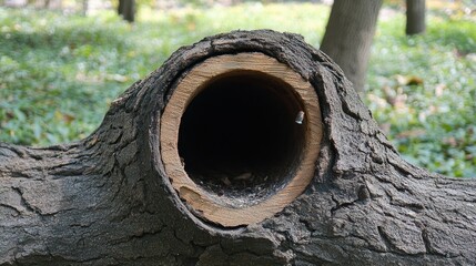 Aufkleber - Large tree branch reveals a dark circular hollow inside
