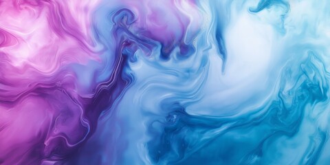 Wall Mural - Abstract background showcasing milk and liquid swirls in serene gradients of white, pink, and blue, creating a modern and tranquil visual experience