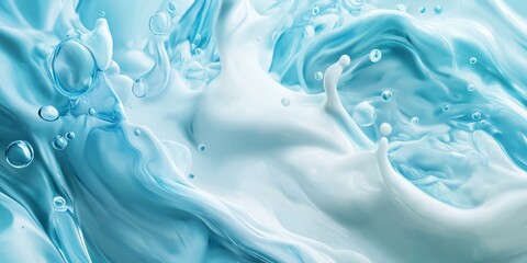 Wall Mural - Dynamic abstract background showcasing splashes and textures of milk in motion, creating a visually striking composition with glossy highlights and vivid details