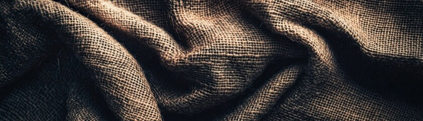 Poster - Textured Burlap Fabric Draped In Soft Folds