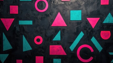 Aufkleber - Abstract Geometric Shapes Arranged On Dark Background