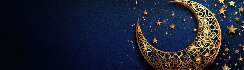 Aufkleber - Golden moon with intricate details and star decoration