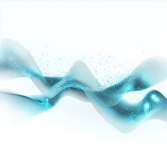 Leinwandbilder - Abstract Cyan Waves on White Backdrop with Particles and Line Texture Background 
