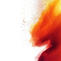 Poster - Abstract Orange and Red Swirl with Scattered Particles on White Background, Modern Art
