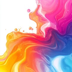 Poster - Colorful Abstract Liquid Swirls and Spheres: A Vibrant Blend of Yellow, Pink, Blue, and Purple Hues