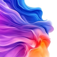 Poster - Colorful Abstract Swirls: A Modern Blend of Blue, Purple, Orange and Pink Hues on White Background for Wallpapers and Design Projects