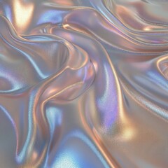 Poster - Iridescent Fabric Waves: A shimmering blend of pastel hues in soft, undulating folds, creating a mesmerizing, ethereal texture.