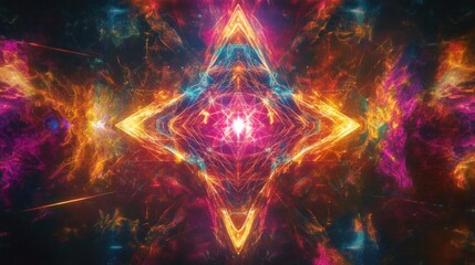 Poster - Abstract Cosmic Nebula with Vibrant Energy Diamond