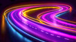 © Muh Saleh - Abstract neon road curves in vibrant colors.  Possible use Background graphic for a tech presentation or design project