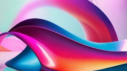 Poster - An abstract artwork featuring a dynamic waving structure, colorful and curving, smooth and glossy, modern and fluid, with a sense of motion and energy