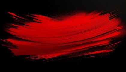 Wall Mural - Bold red textured paint ink brush stroke with grunge style isolated on black background,