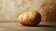© ABX - A single raw potato on a plain surface, earthy and natural