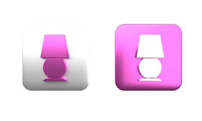 Poster - Colorful Table lamp icon isolated on white background. Desk lamp. Square button. 3D render illustration