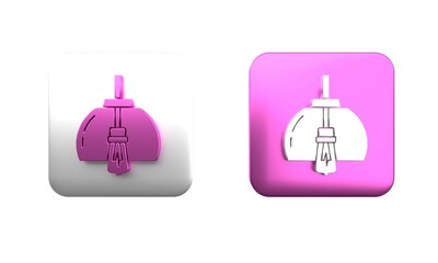 Wall Mural - Colorful Chandelier icon isolated on white background. Square button. 3D render illustration