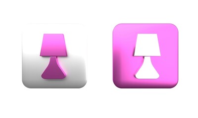 Poster - Colorful Table lamp icon isolated on white background. Desk lamp. Square button. 3D render illustration