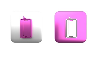 Poster - colorful glass screen protector for smartphone icon isolated on white background. protective film fo