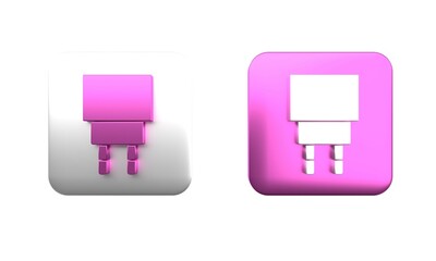 Poster - colorful charger icon isolated on white background. square button. 3d render illustration