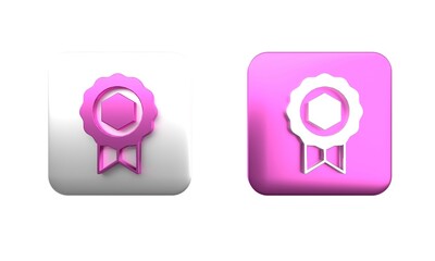 Poster - colorful honey award icon isolated on white background. honey medal. square button. 3d render illust