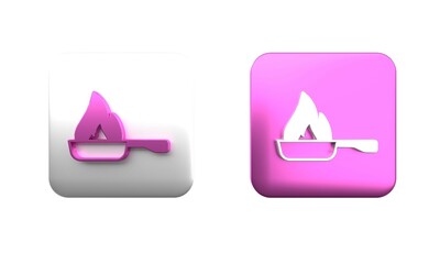 Poster - colorful frying pan icon isolated on white background. fry or roast food symbol. square button. 3d r