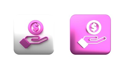 Poster - colorful human hand giving money icon isolated on white background. receiving money icon. square but