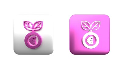 Poster - colorful euro plant icon isolated on white background. business investment growth concept. money sav