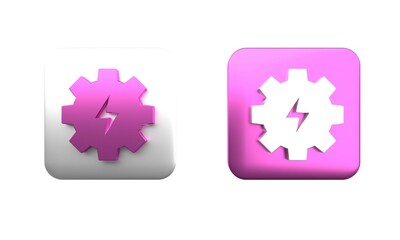 Poster - colorful gear and lightning icon isolated on white background. electric power. lightning bolt sign. 