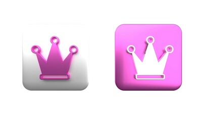 Poster - colorful crown icon isolated on white background. square button. 3d render illustration