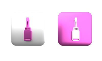 Poster - Colorful Screwdriver icon isolated on white background. Service tool symbol. Square button. 3D render illustration