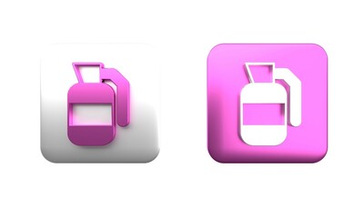 Poster - Colorful Hand grenade icon isolated on white background. Bomb explosion. Square button. 3D render illustration