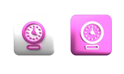 Poster - colorful clock icon isolated on white background. time symbol. square button. 3d render illustration
