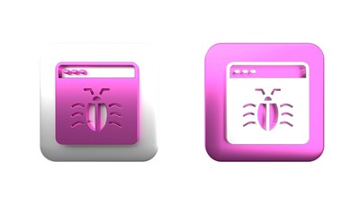 Sticker - Colorful System bug concept icon isolated on white background. Code bug concept. Bug in the system. Bug searching. Square button. 3D render illustration