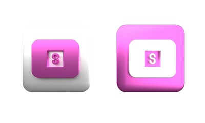 Poster - colorful stop media button icon isolated on white background. square button. 3d render illustration
