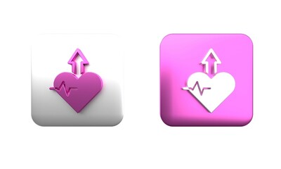 Poster - colorful heartbeat increase icon isolated on white background. increased heart rate. square button. 
