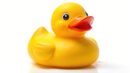 Poster - Yellow Rubber Duck on White Background