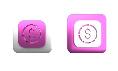 Poster - colorful coin money with dollar symbol icon isolated on white background. banking currency sign. cas