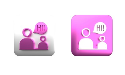 Poster - colorful two sitting men talking icon isolated on white background. speech bubble chat. message icon