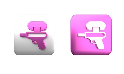 Wall Mural - Colorful Water gun icon isolated on white background. Square button. 3D render illustration