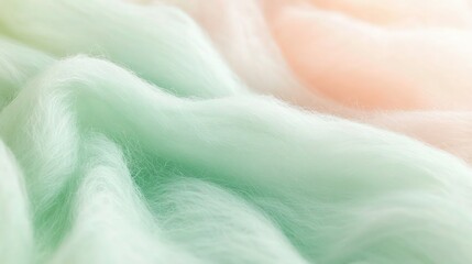 Wall Mural - A soft wool texture background in light green and pastel pink hues, blending seamlessly with a subtle gradient for a cozy and harmonious visual effect. 