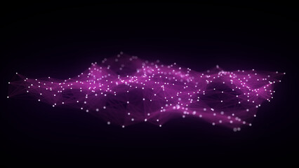 Poster - color abstract wave background with dots and lines moving in space. technology illustration. futuris