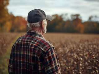 Sticker - Farmer surveys autumn harvest field